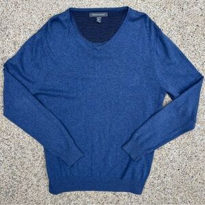 Grayson & Dunn Men’s Lightweight V-Neck Sweater – Blue Heather Knit (Size Large)
